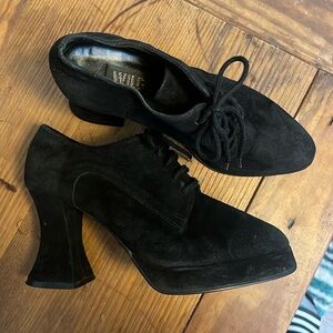 Vintage suede lace up with flared heel size 7.5